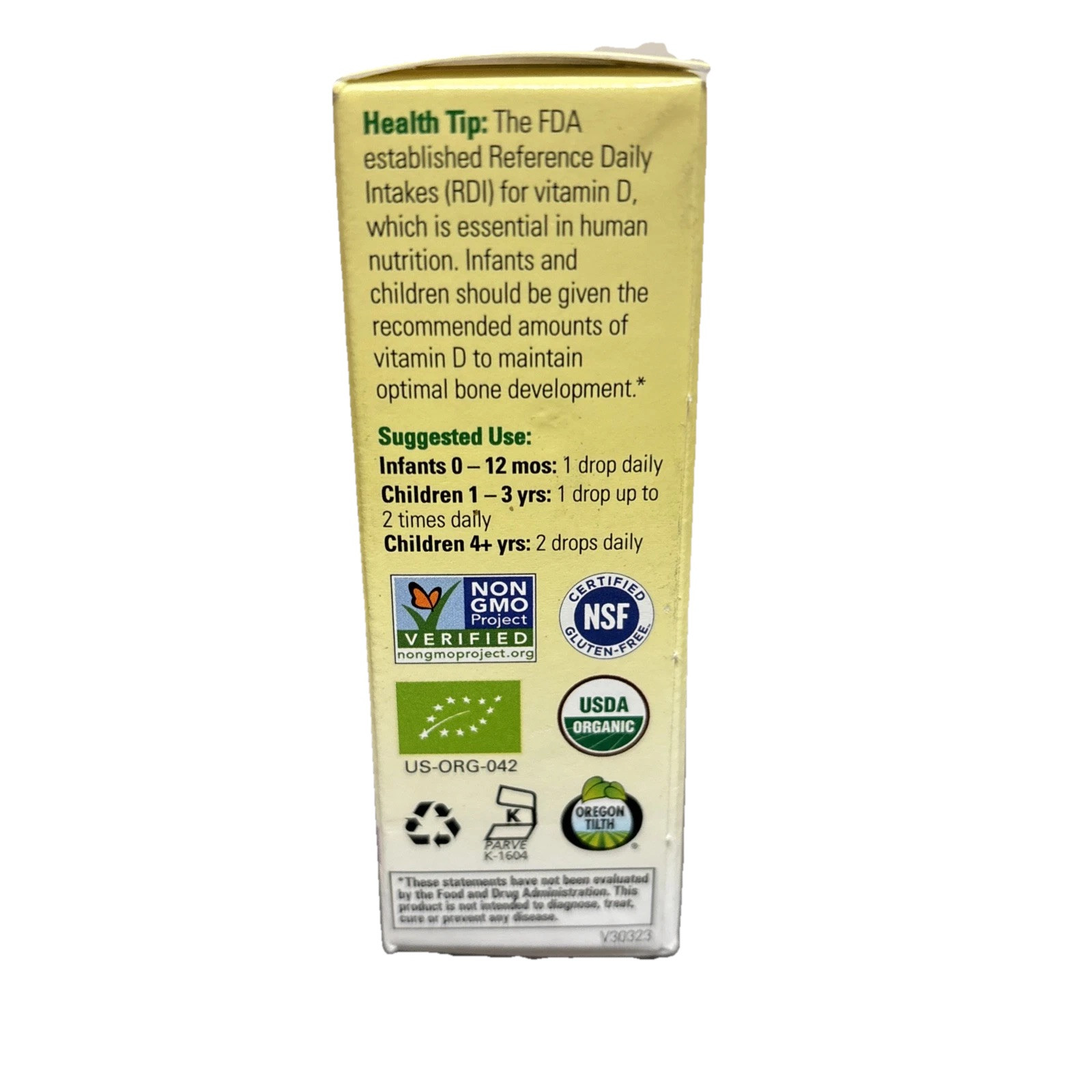 Organic D3 Drops for Babies & Infants, 0.21 fl oz (6.25 mL) EXP 05/2027