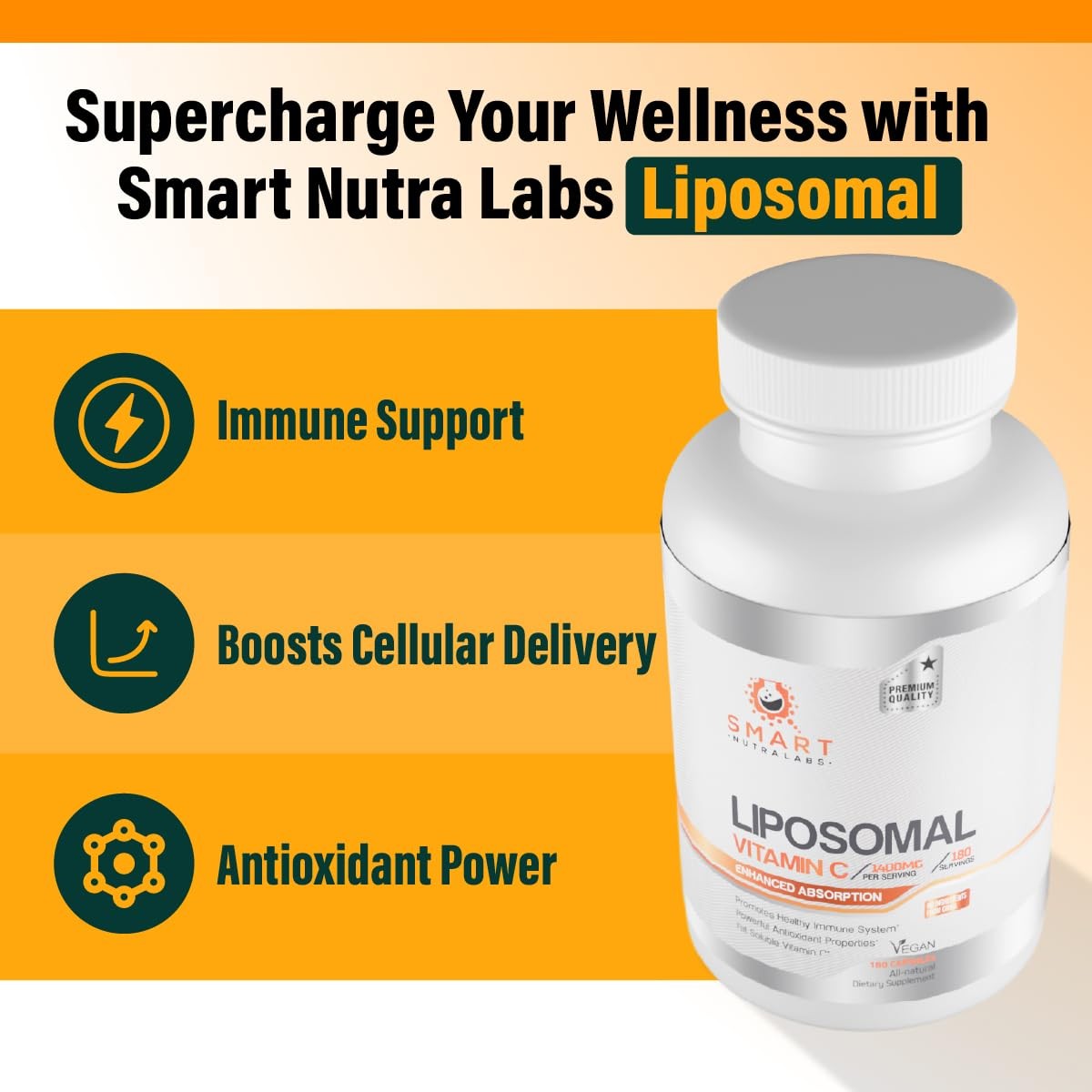 Liposomal Vitamin C 1400mg- 180 Vegan Capsules- China 180 Count (Pack of 1)