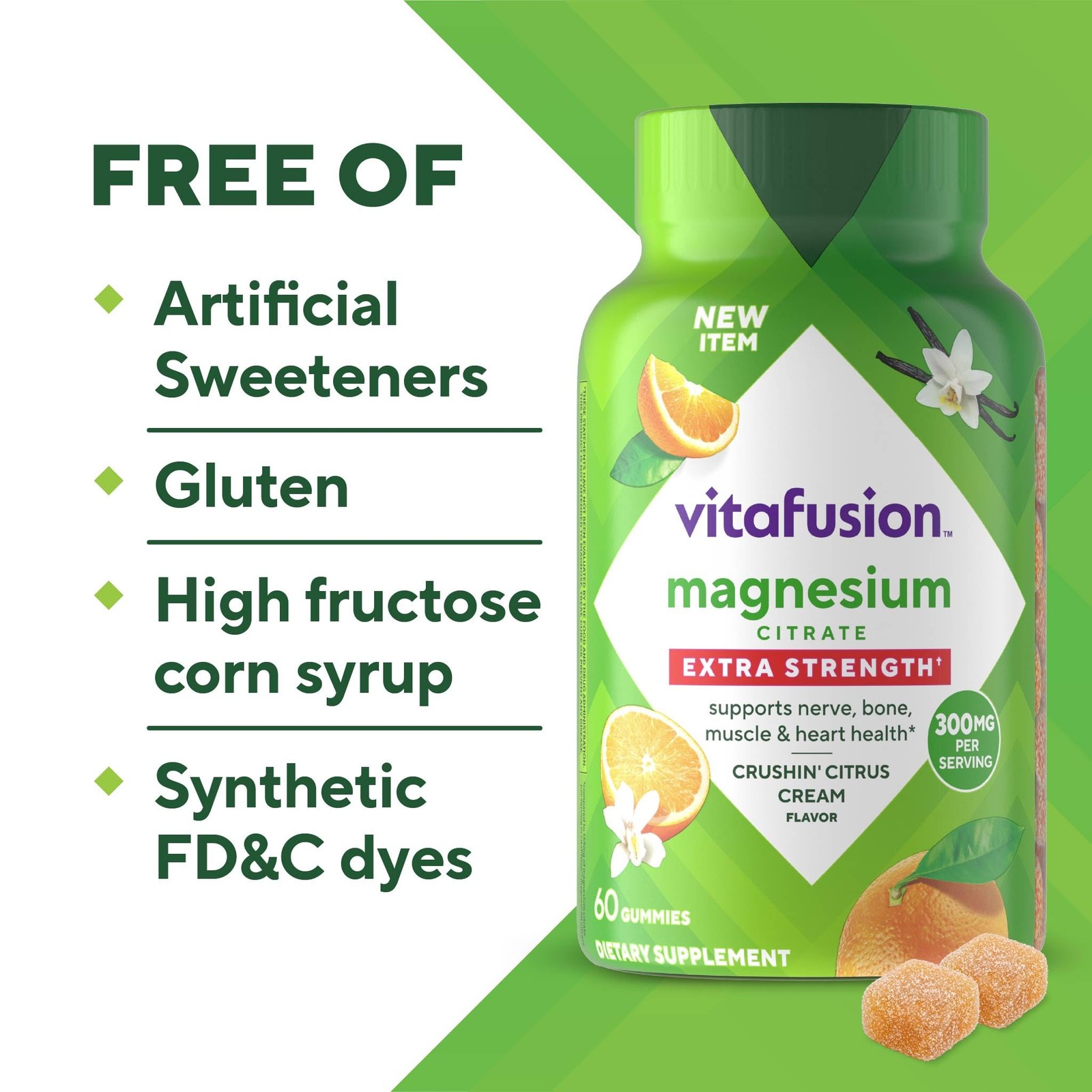 Vitafusion Magnesium Citrate Gummies | 300mg | 60 Extra 60 Count (Pack of 1)