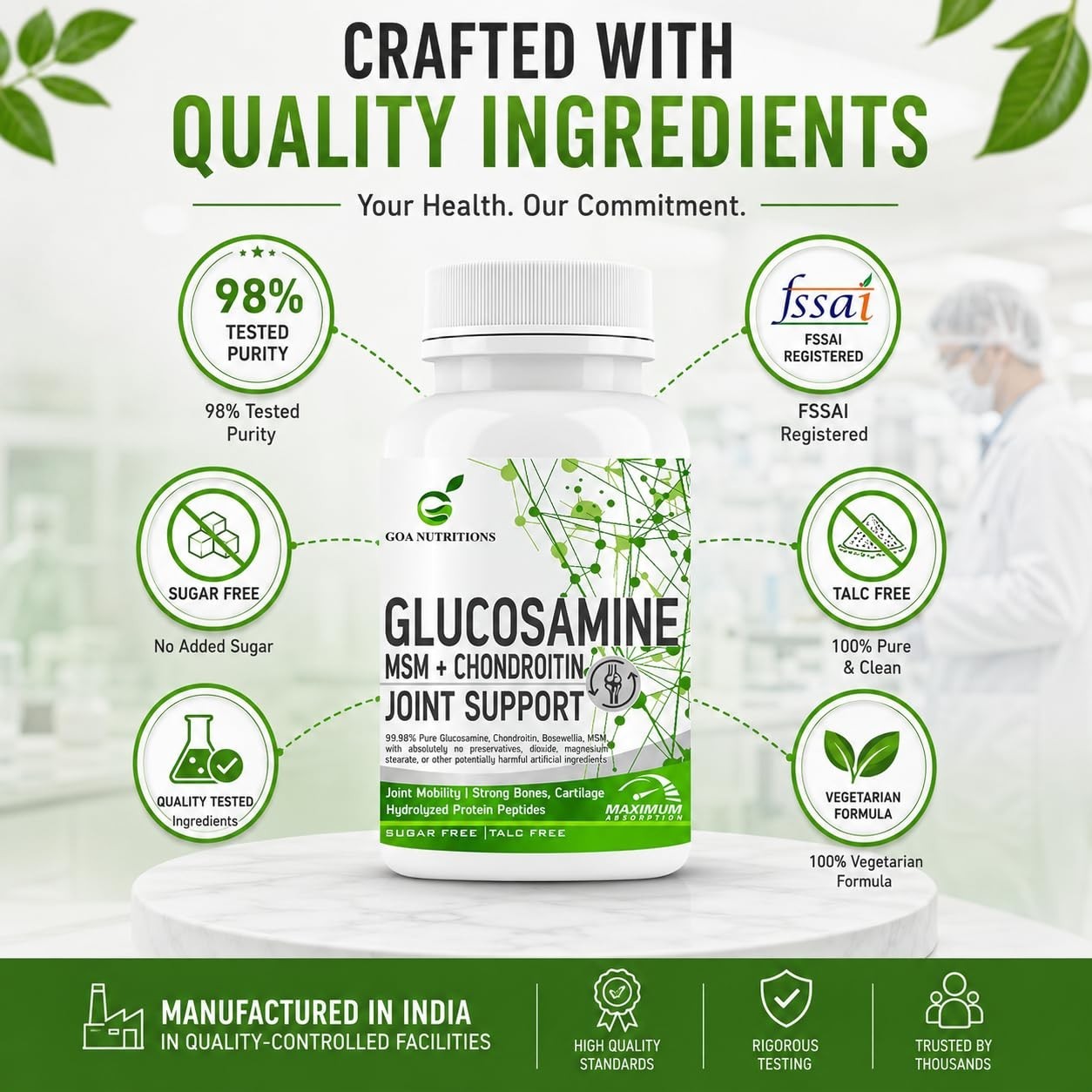 5 Pack G.OA Nutritions Glucosamine MSM 60 Tablets