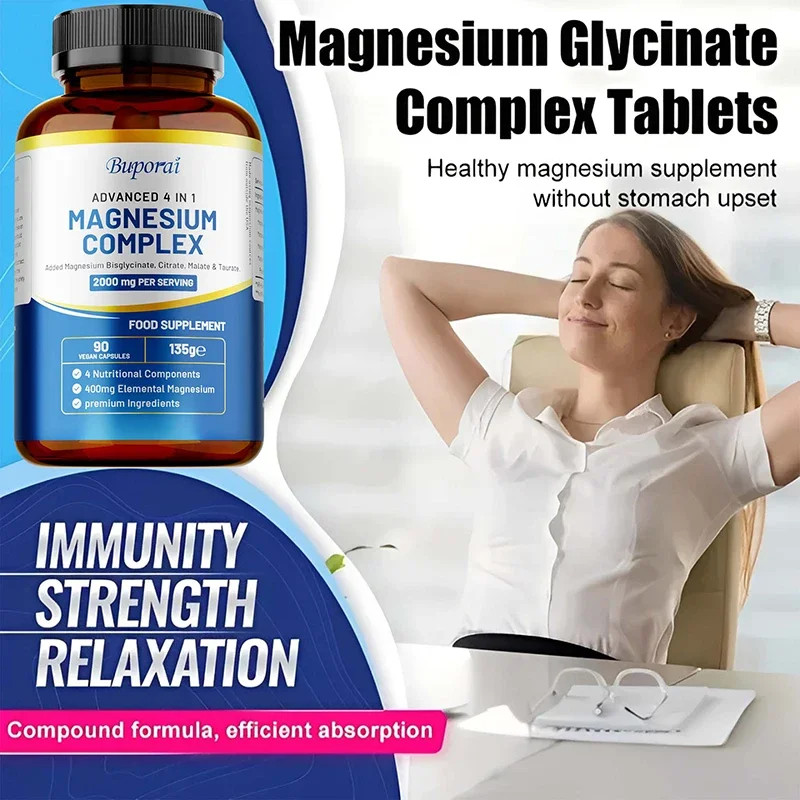 Magnesium 180pcs, High Absorption,Relieves Stress,Supports Bone and Heart Health