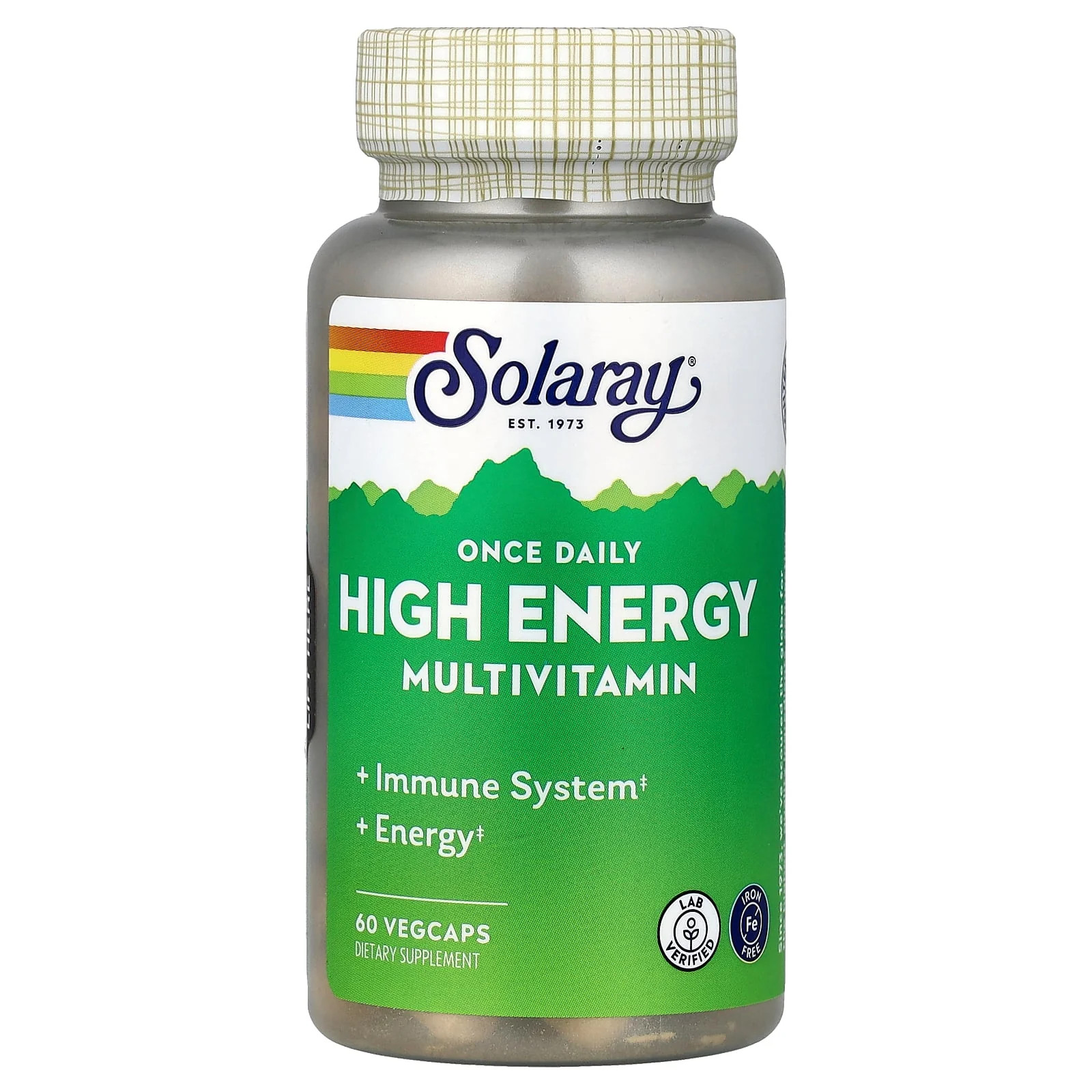2 X Solaray, Once Daily High Energy Multivitamin, Iron Free, 60 VegCaps