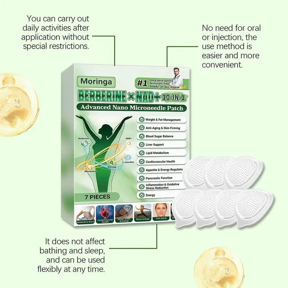 50% OFF Moringa Berberine x NAD+ 10-in-1 Advanced Nano Microneedle Patches New