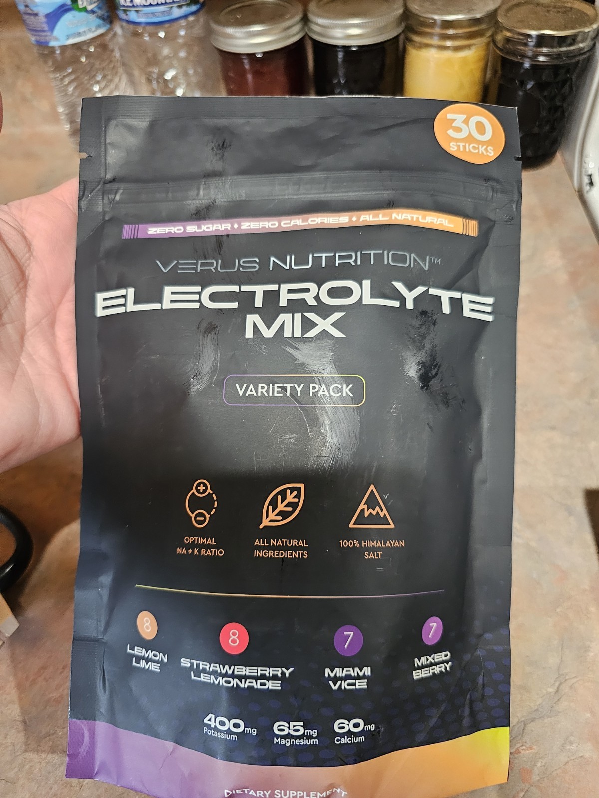 30 Sticks Of Electrolyte Mix. Verus Nutrition Variety Pk