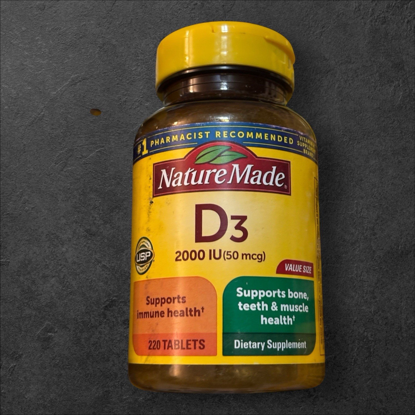 Nature Made Vitamin D3 2000 Iu (50 Mcg), Dietary Supplement 220ct Exp Jan/Feb 26