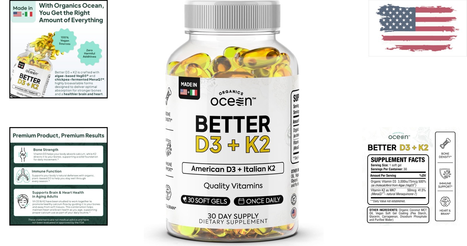 Clinically Proven Better D3 + K2 – 100% Organic 3,000 IU Softgels for Wellness