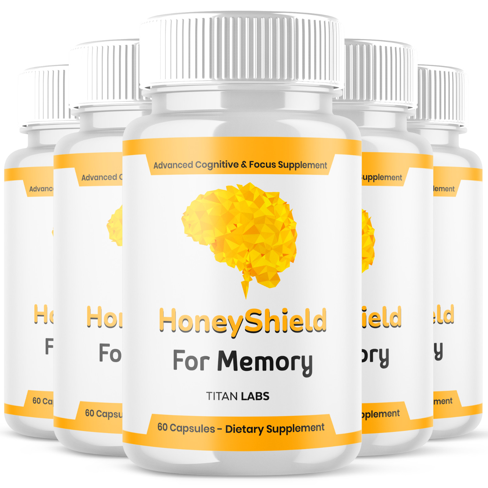 (5 Pack) Honey Shield Nootropic Natural Brain Support HoneyShield 300 Capsules