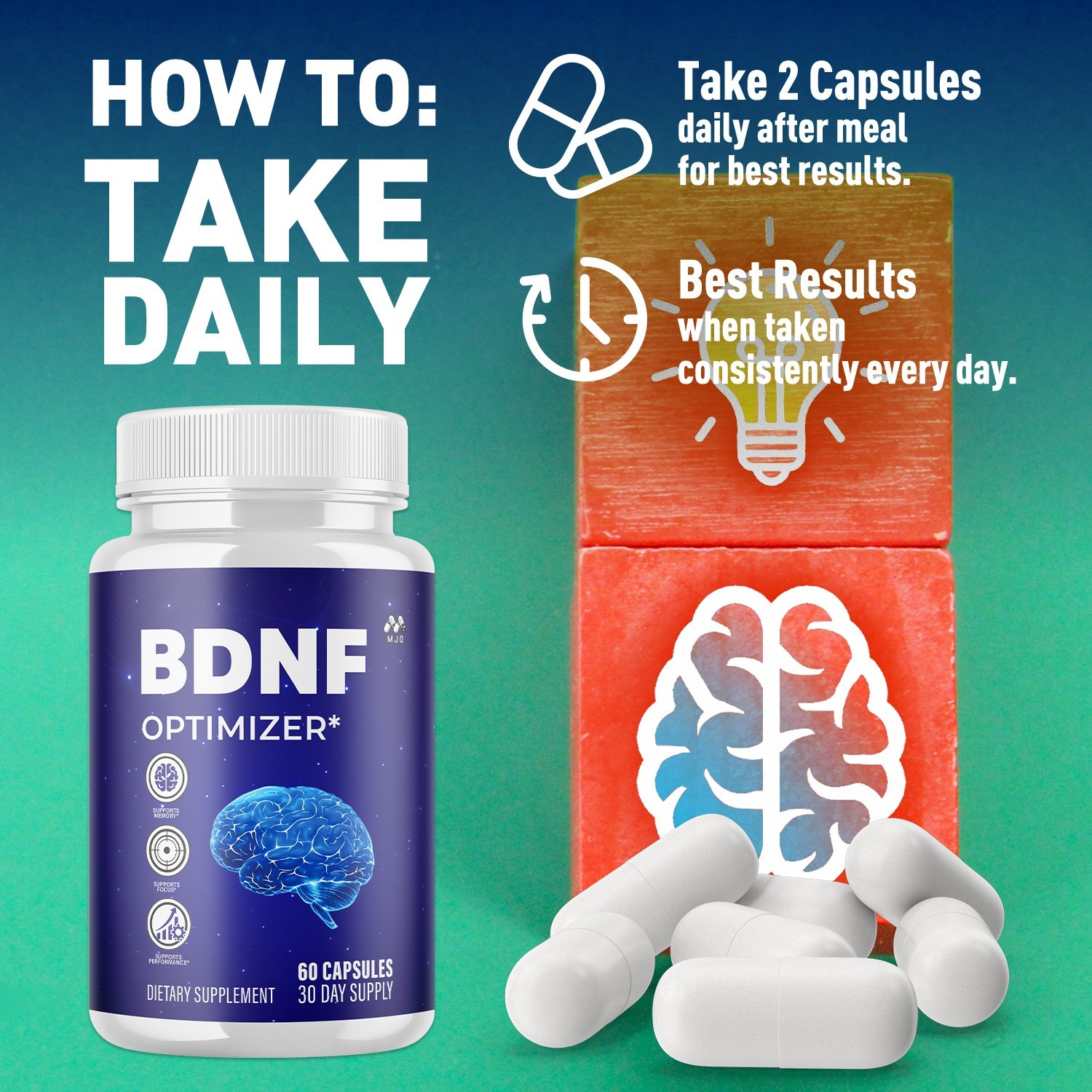 (5 Pack) BDNF Advanced Nootropic Brain Support Max Supplement 300 Capsules