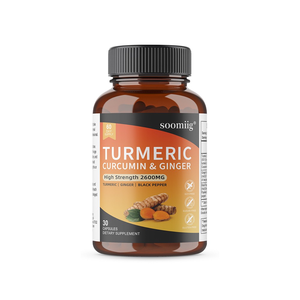 Turmeric, Ginger Supplement, With Black Pepper Extract, 30-120 Vegetable CT