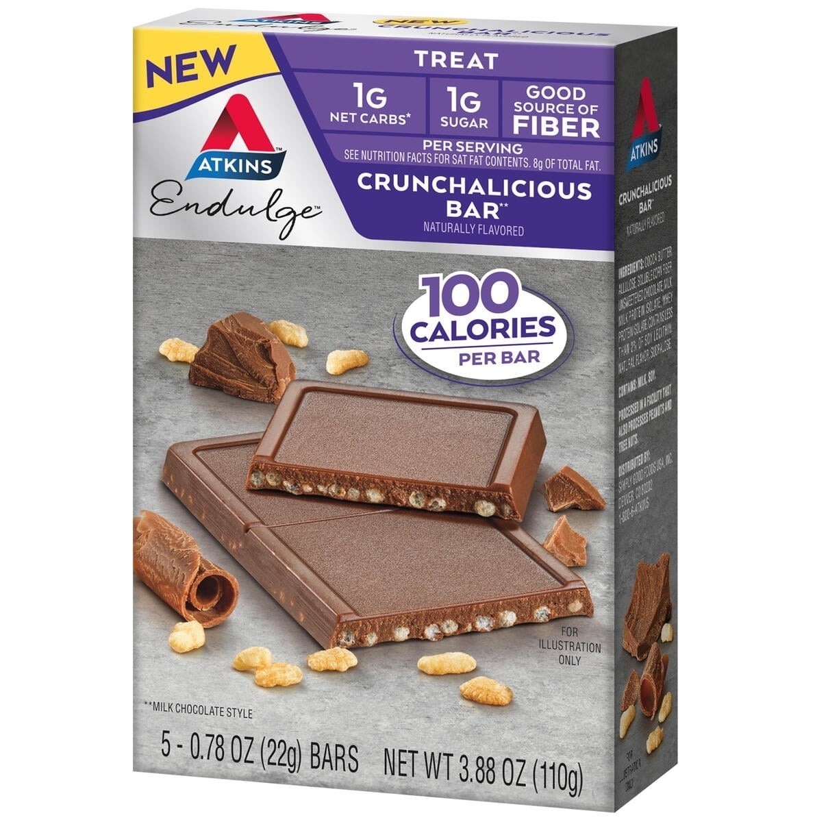 Atkins Indulgent Treat Crunchalicious Bar – Keto-Friendly, Pack of 5