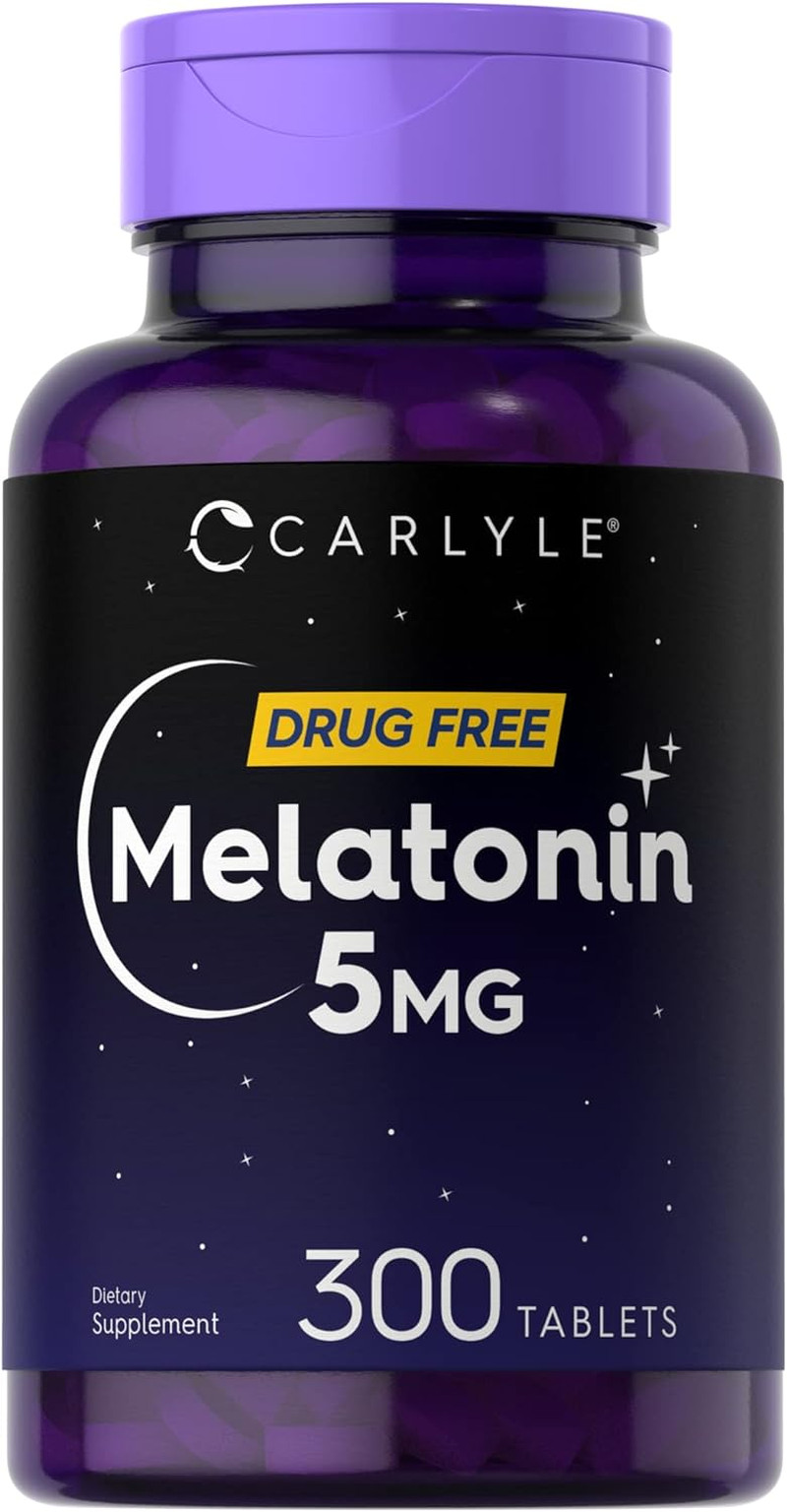 Melatonin 5Mg 300 Tablets Drug Free Supplement Vegetarian, Non-Gmo, Gluten Free