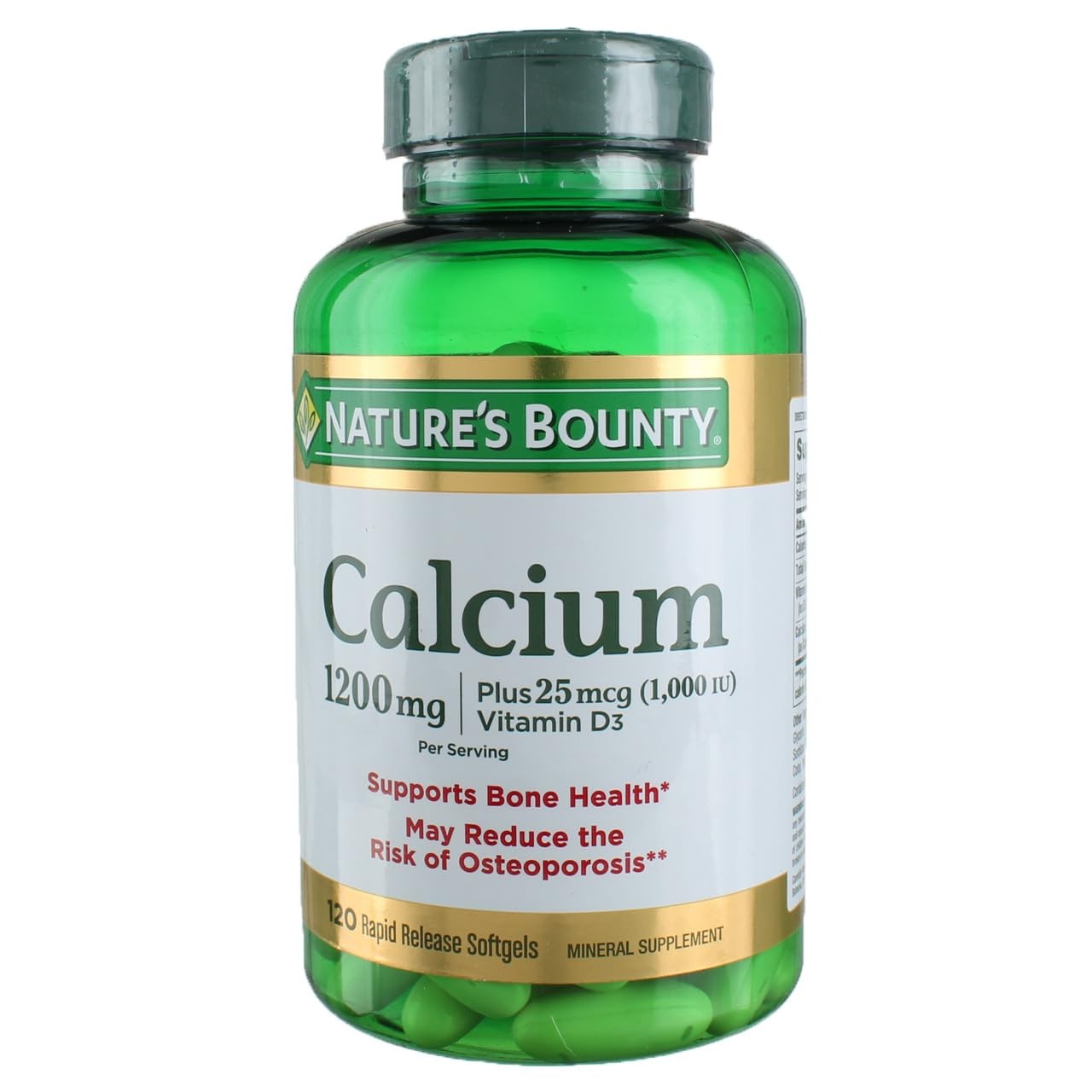 Nature’s Bounty Calcium 1200mg + D Softgels 120 ea (Pack of 4)