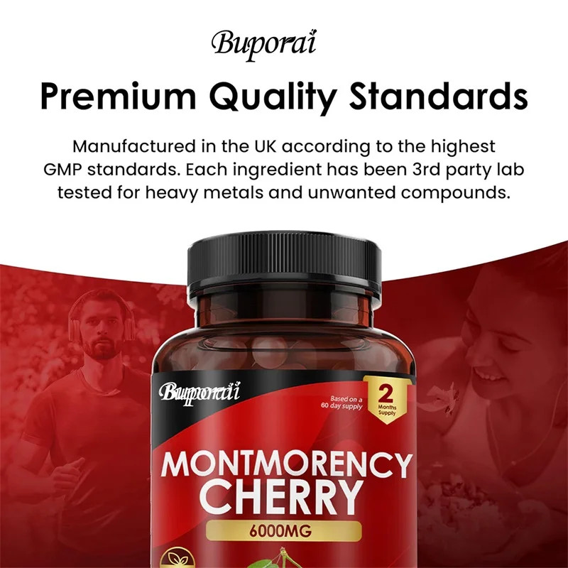 Montmorency Cherry 6000MG 240pcs,Helps Maintain Joint Health & Uric Acid Balance