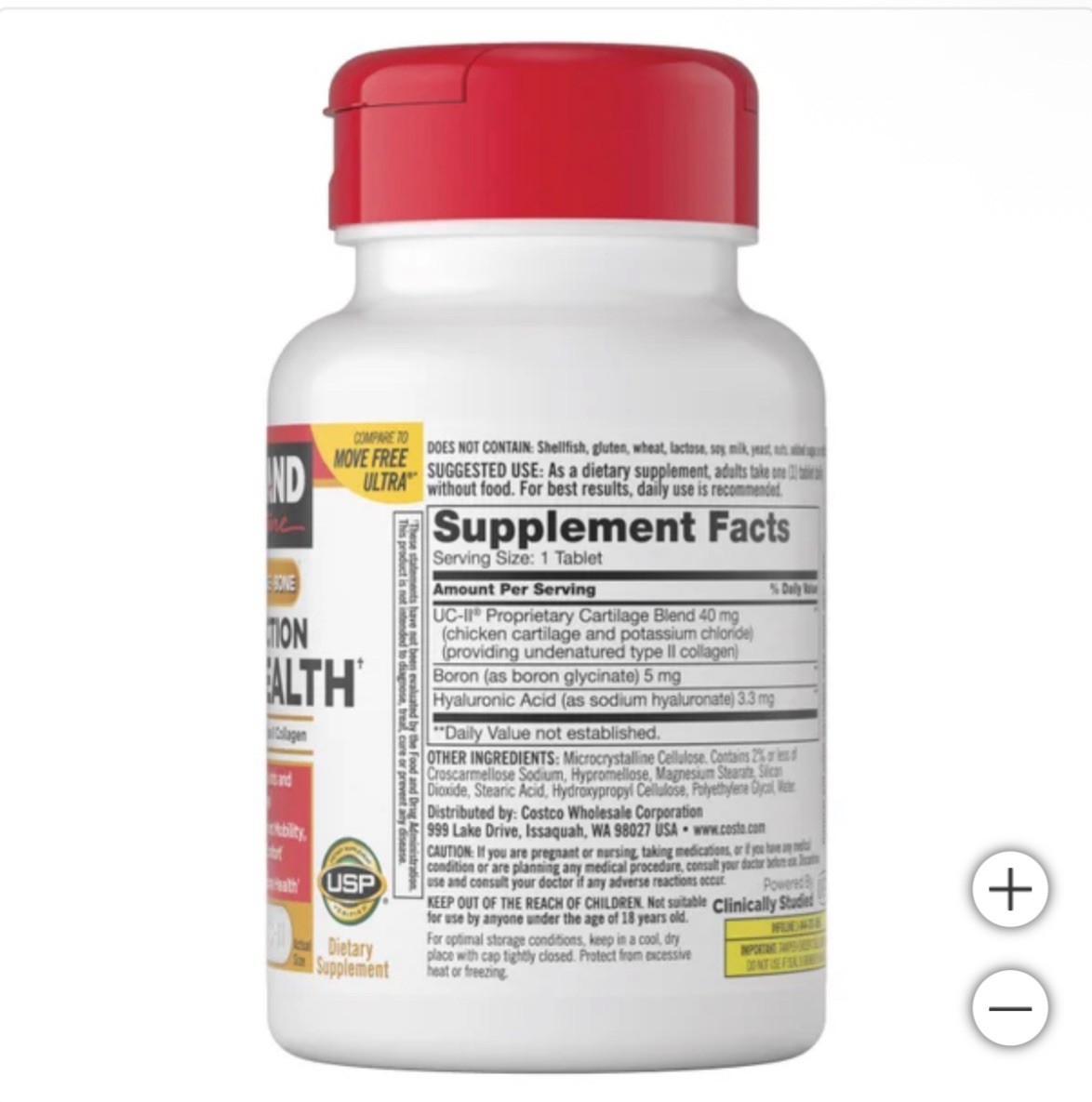 Kirkland Triple Action Joint Health 110 Tablet Compare to Move Free Ultra 1 Pack