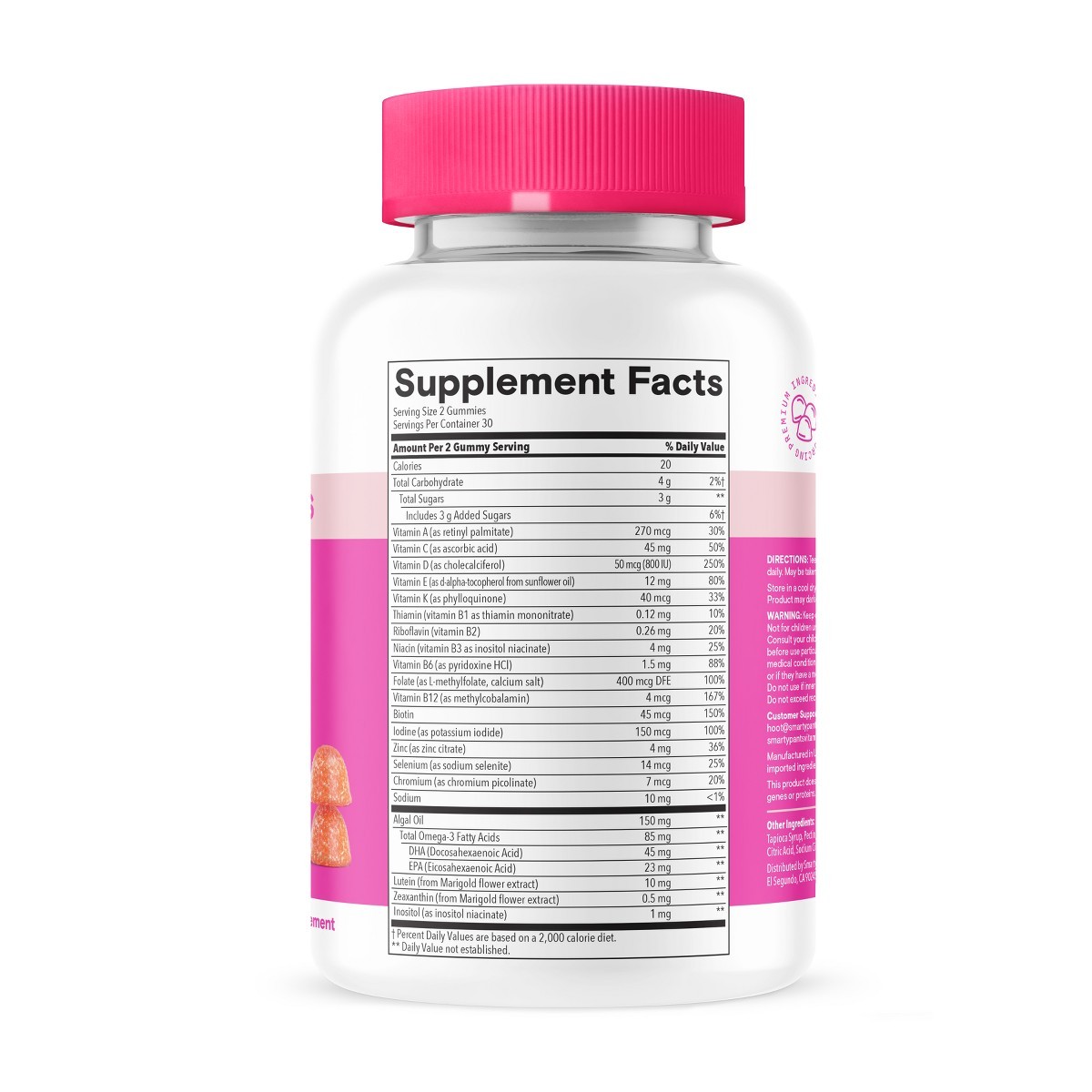 SmartyPants Teen Girl Plus Multivitamin & Vitamins C, D3, B12 & Zinc – 60ct