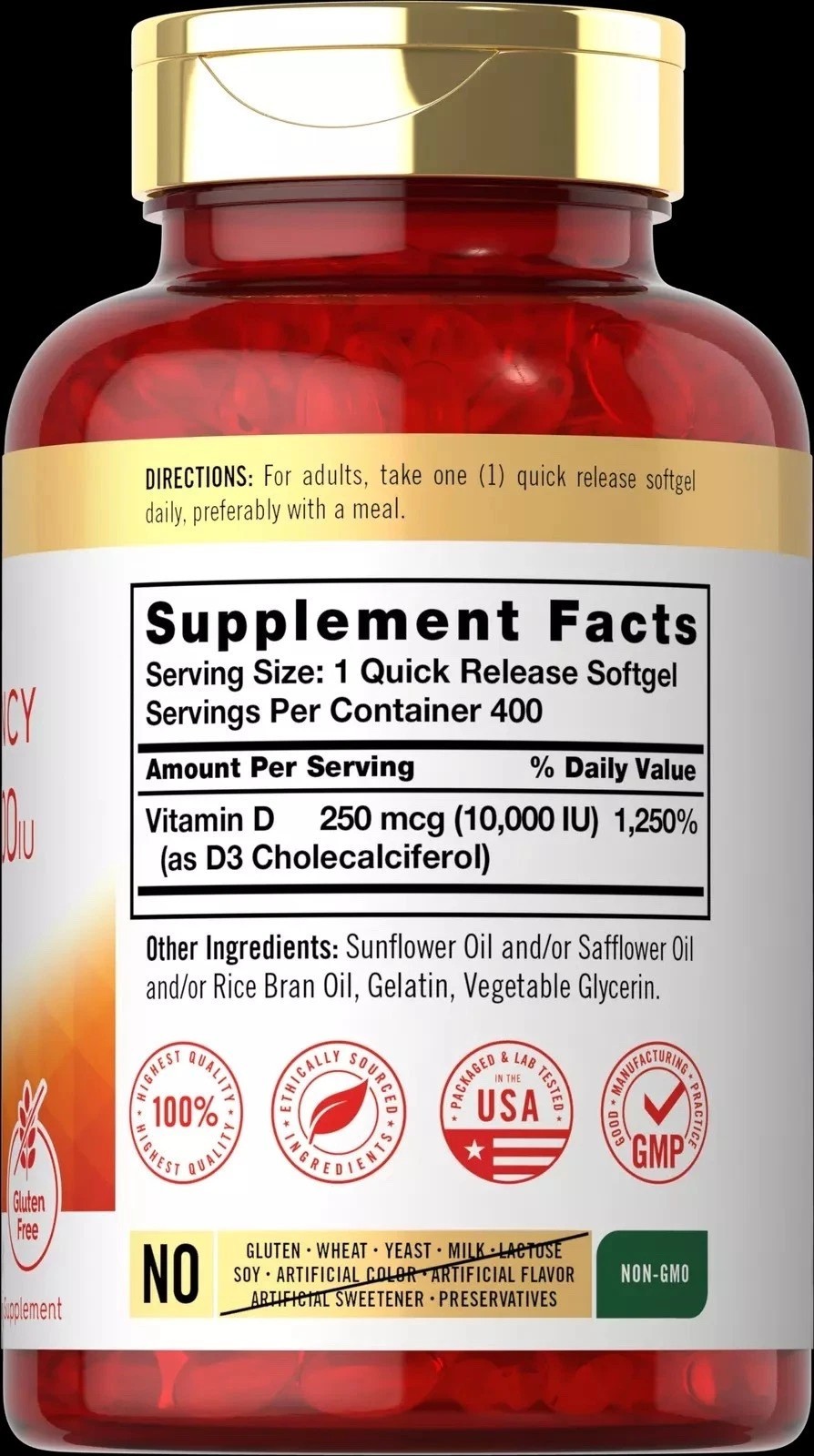 Carlyle Vitamin D 10000 IU 400 Softgels | Value Size | Max Potency | Non-GMO, Gl