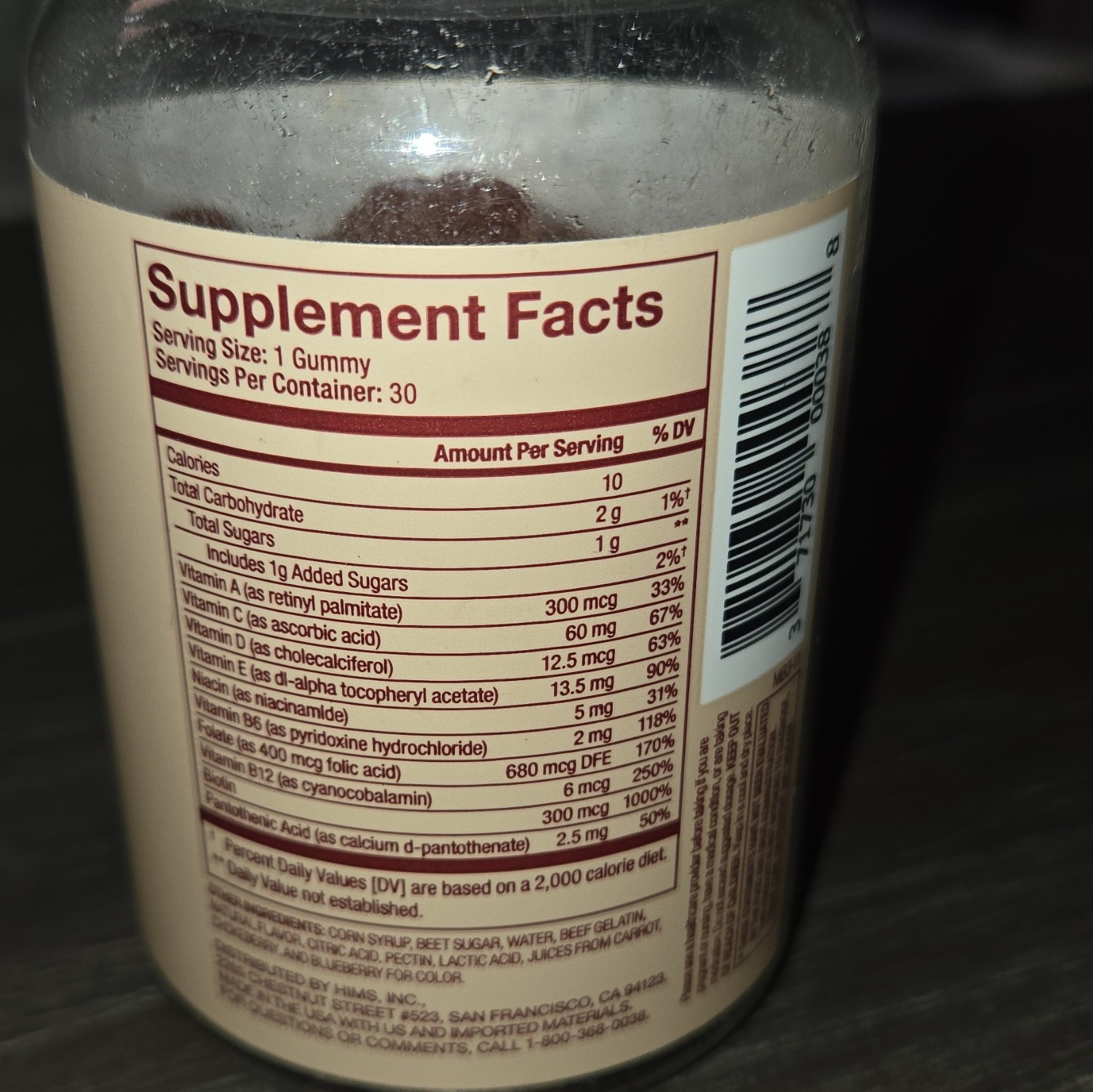 hims Biotin Builder Gummies Wild Cherry 30 Count Gluten-Free