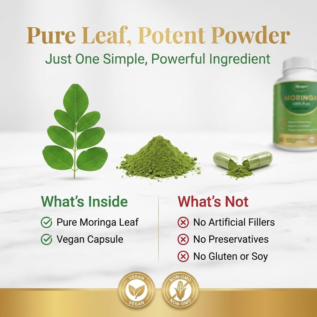 Mprayan Moringa Capsules 800Mg Moringa Oleifera Leaf Powder Superfood Herbal