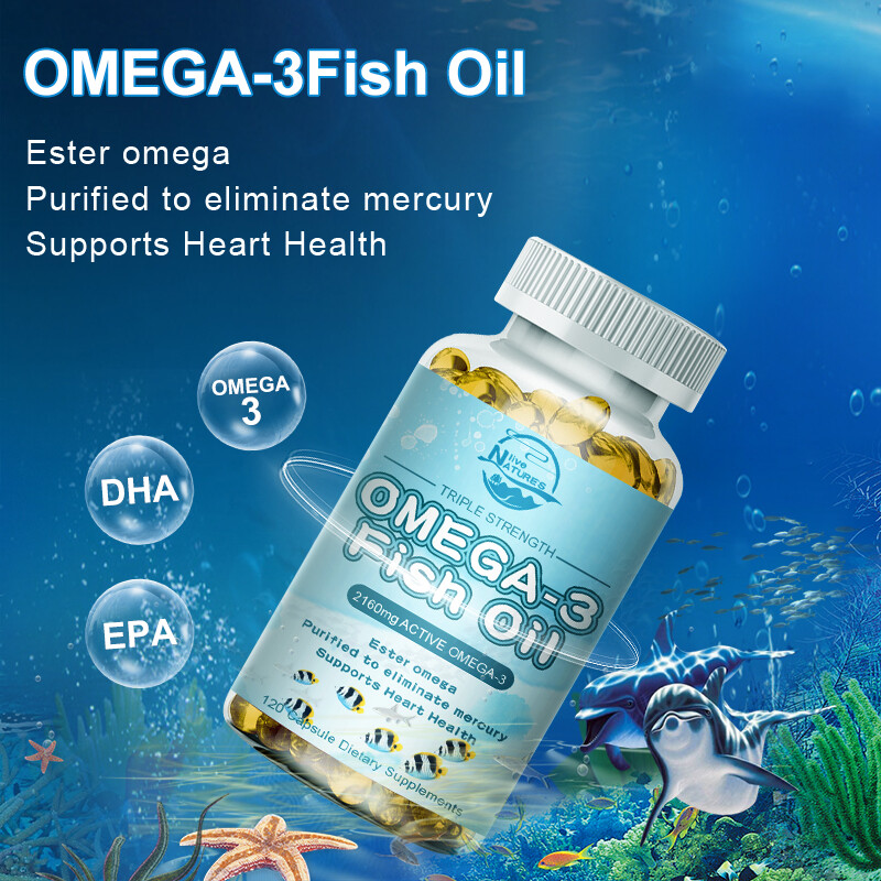 omega 3 fish oil capsules 3x strength 2160mg epa & dha, highest potency 120 New