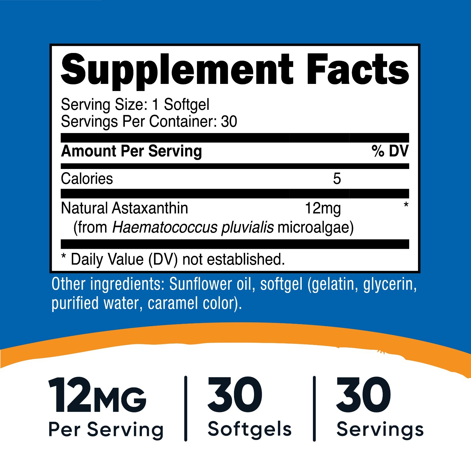 Nutricost Astaxanthin 12mg, 30 Softgel Capsules – Gluten Free and Non-GMO