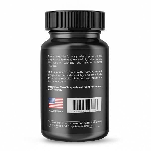 Bayter Nutrition Magnesium Bisglycinate Extra Strength 90 Count (Pack of 1)