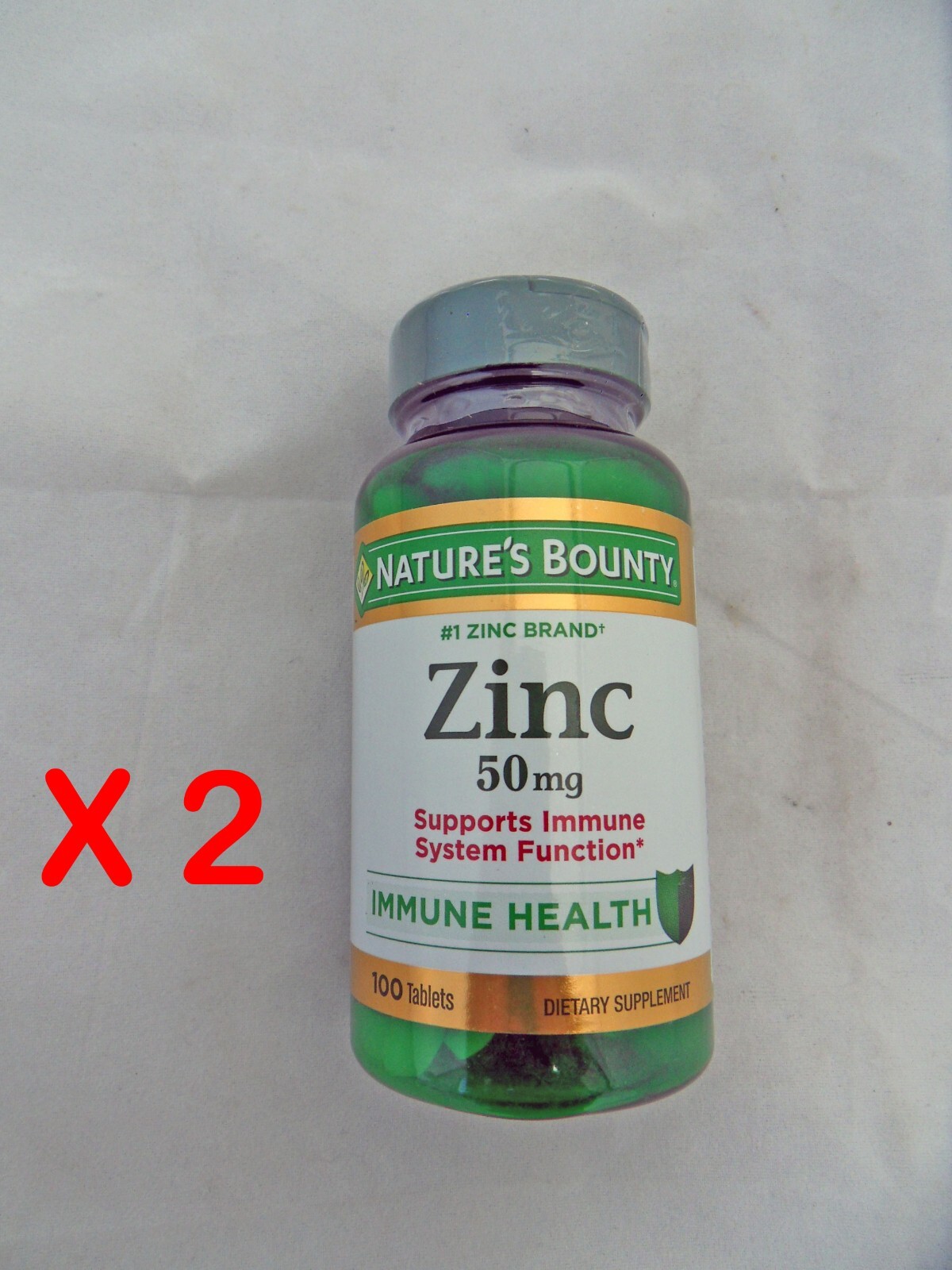 2 Nature’s Bounty Zinc 50 mg for Immune Health 100 Tablets Per Bottle Free Ship