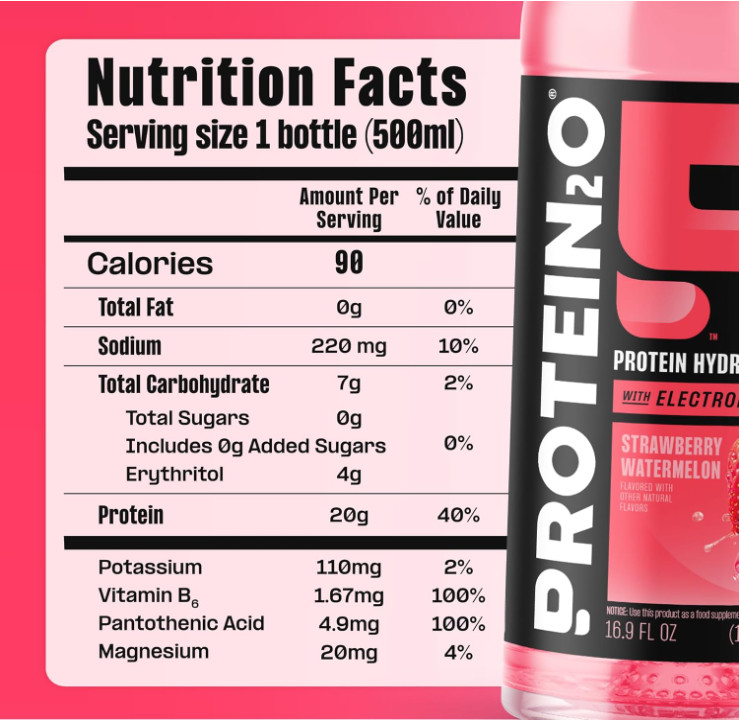 Protein2o Clear Whey Protein & Electrolyte Drink, Variety Pack, 12 Bottles