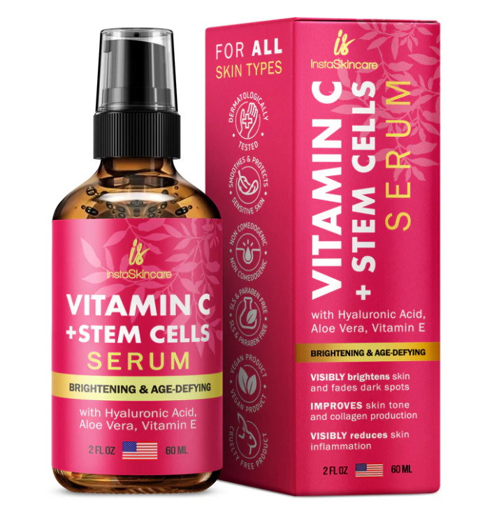 InstaSkincare Vitamin C Serum for Face and Eyes 2 Oz Brightening Dark Spots