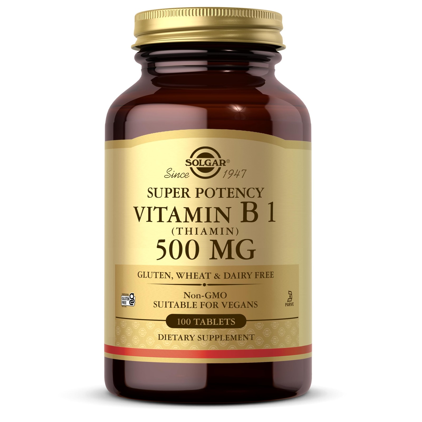 Solgar Vitamin B1 (Thiamin) 500 mg, 100 100 Count (Pack of 1), No Color