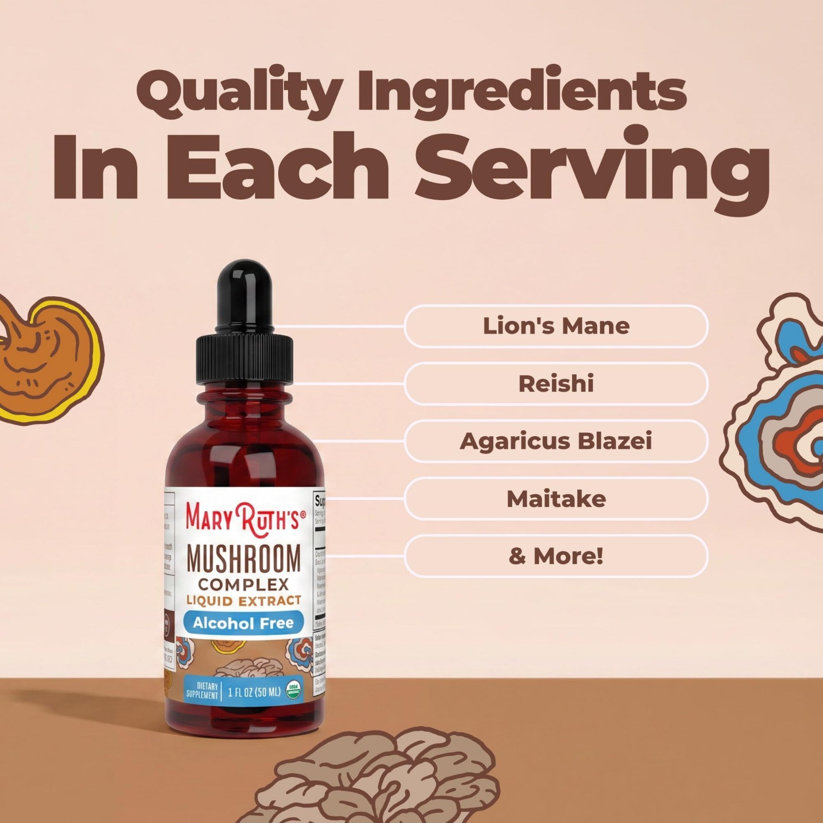 Organic Mushroom Complex Blend – Lion’s Mane, Turkey Tail, Reishi & Shiitake – V