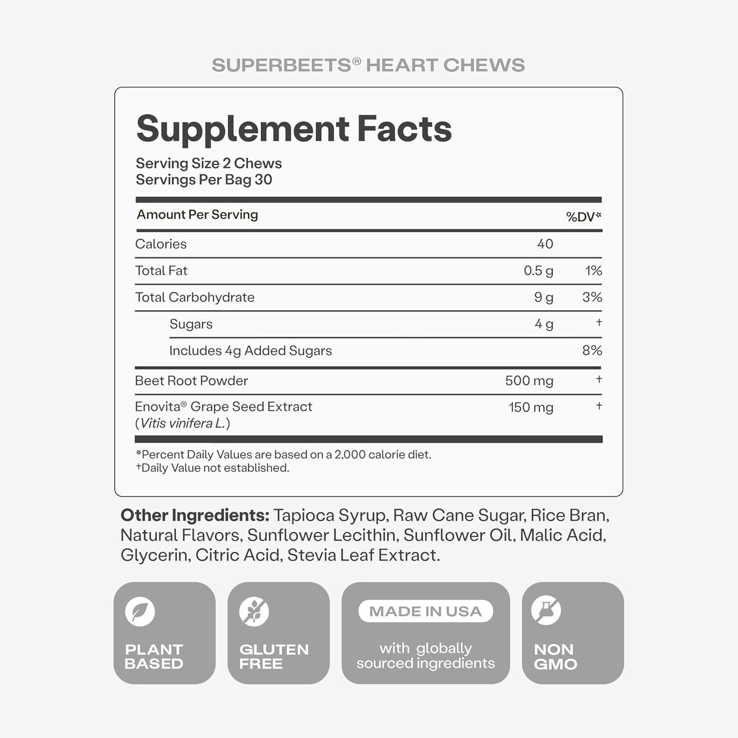Grape Seed Extract SuperBeets Heart Chews – Pomegranate Berry Flavor, 60 Count