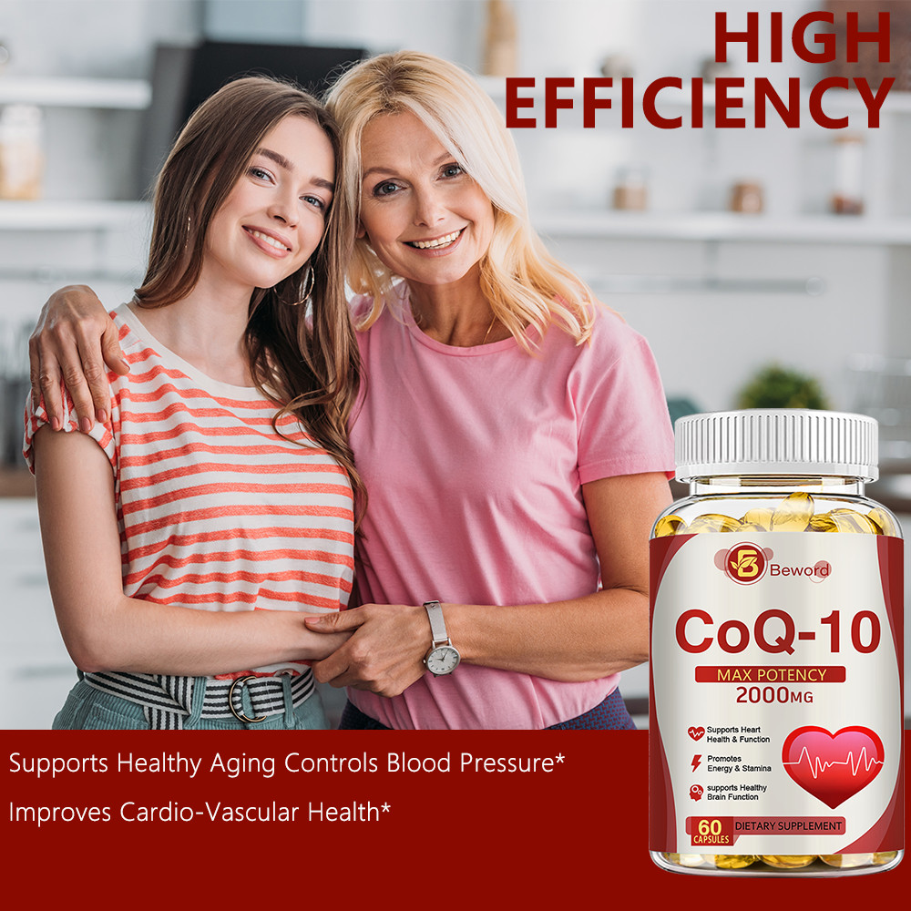 CoQ10 2000mg 60 Softgels Coenzyme Q-10 Non-GMO Heart Support Capsules