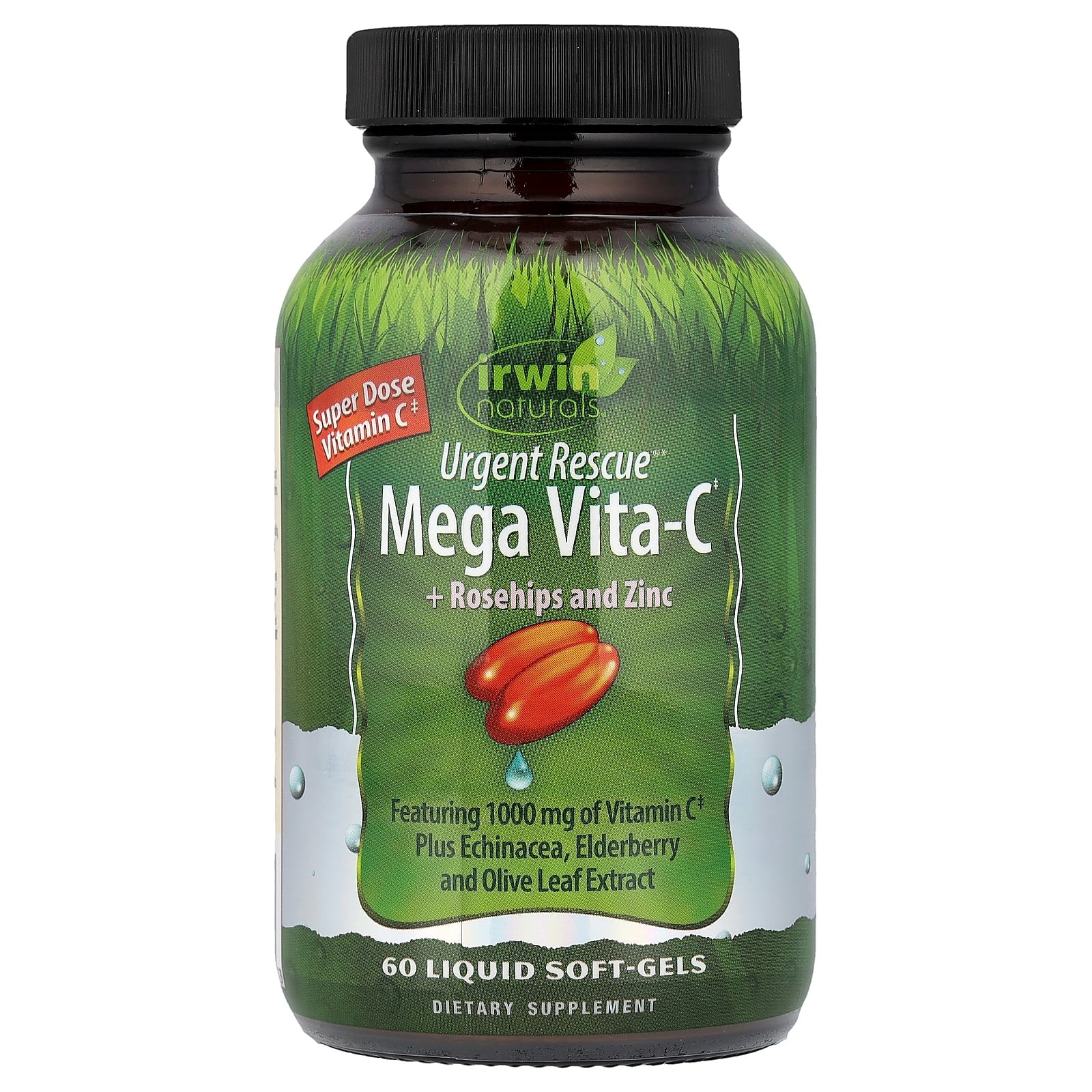 2 X Irwin Naturals, Urgent Rescue�, Mega Vita-C + Rosehips and Zinc, 60 Liquid