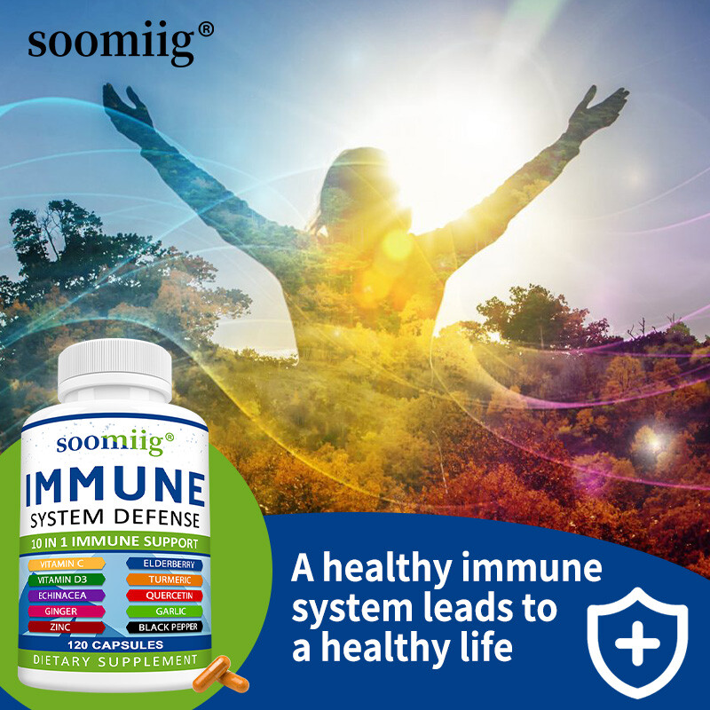 Immune System Defense Support Supplements Vitamin C D3 Quercetin Turmeric Vegan
