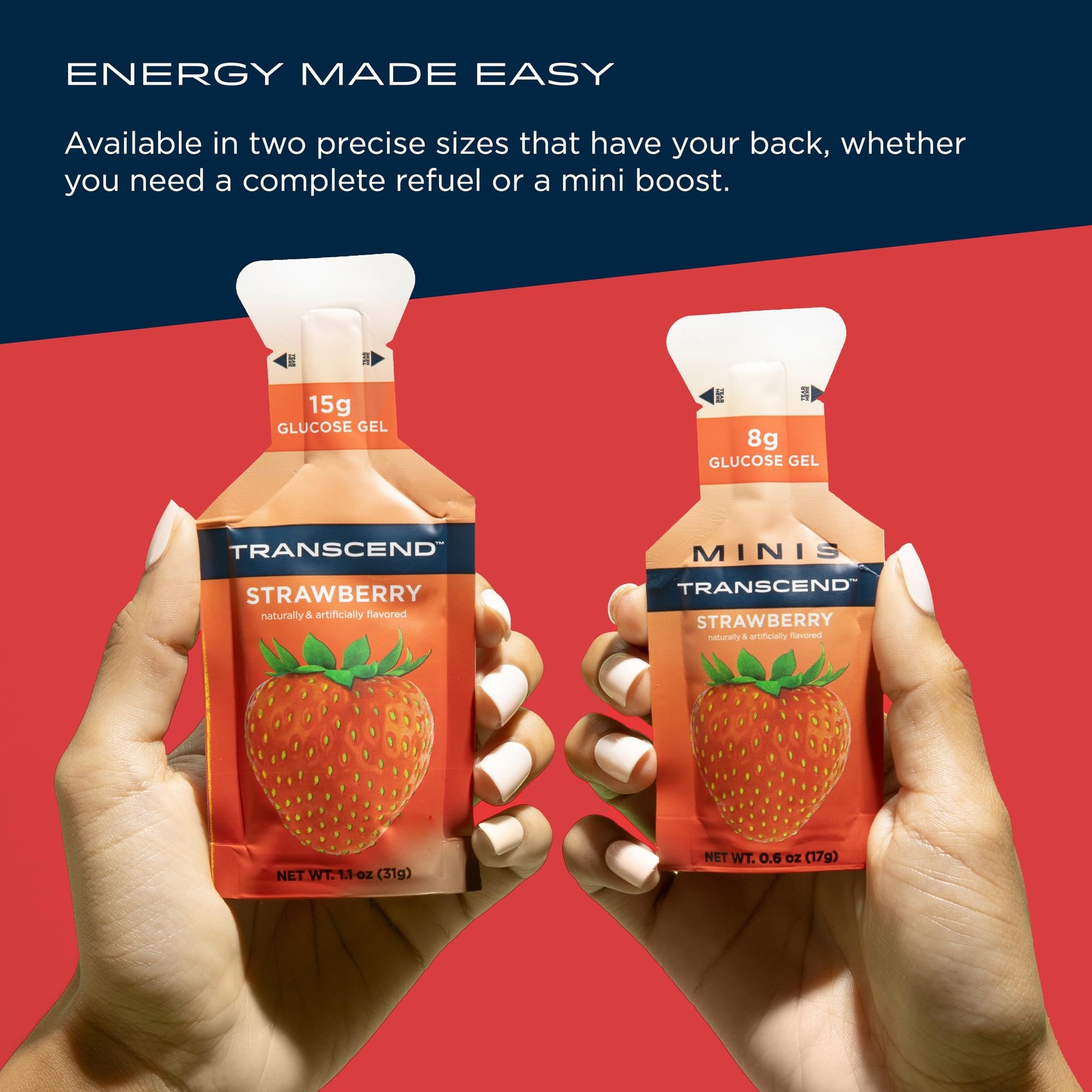 Transcend Foods Strawberry Gel (1.1 oz, 1.1 Fl Oz (Pack of 10),