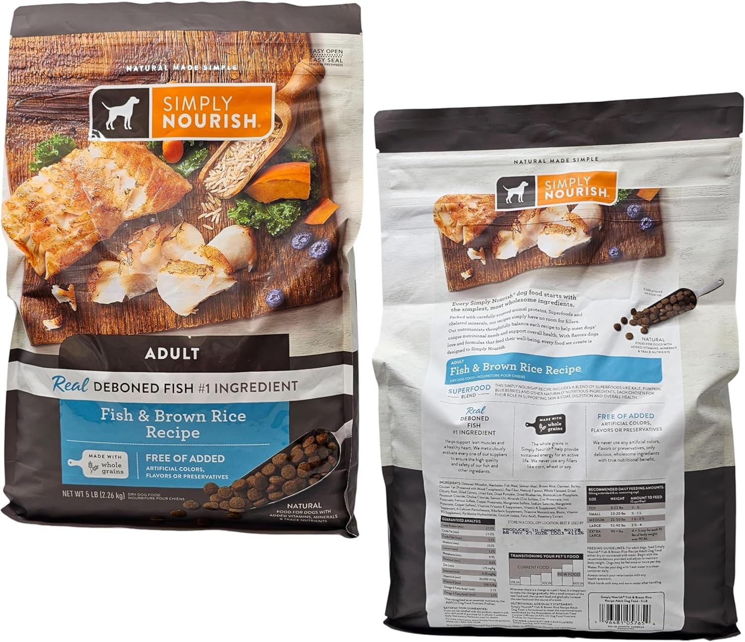 Simply Nourish Adult Fish and Brown Rice Dry Dog Food,1-5 Pound Bag