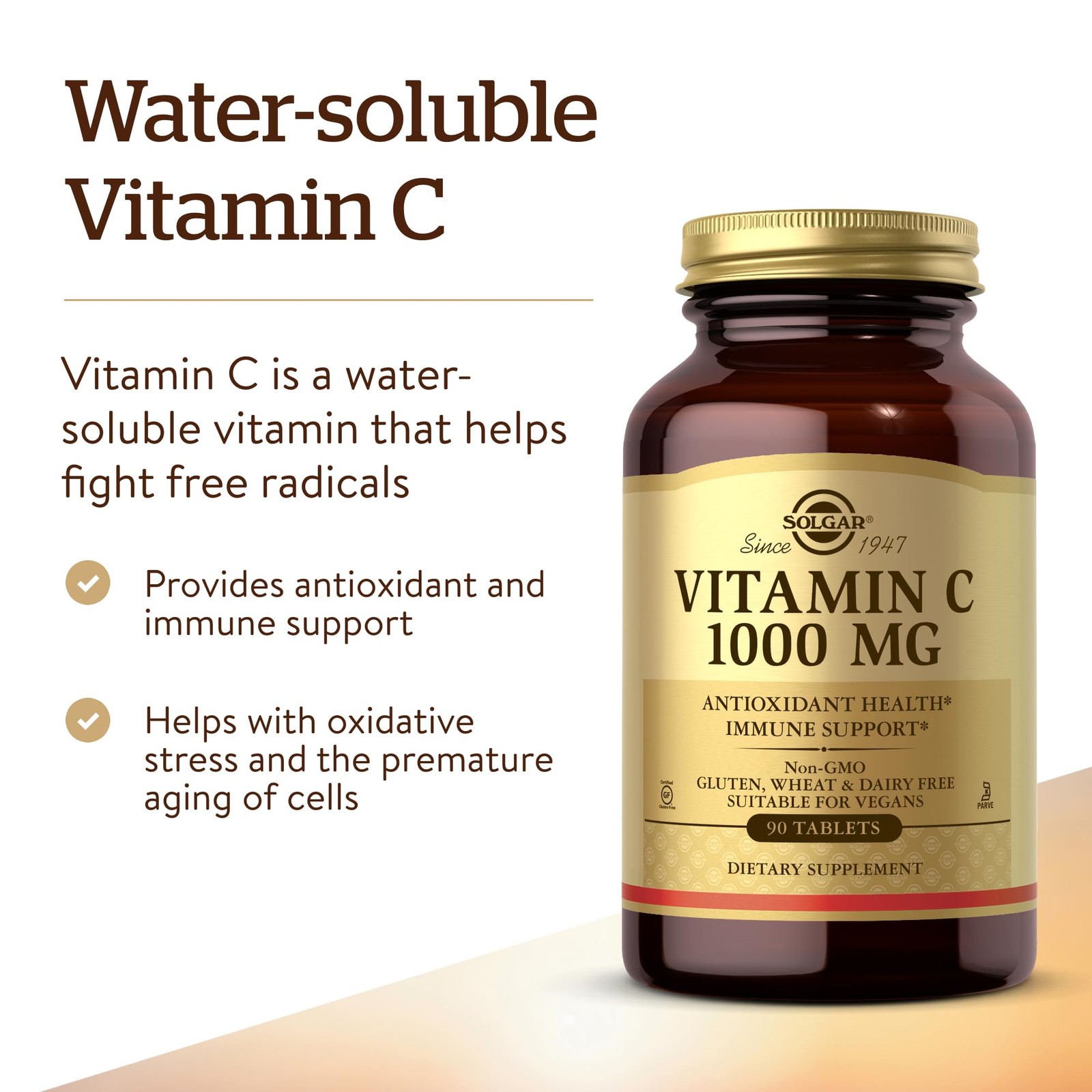 Solgar Vitamin C 1000 mg, 90 Tablets – Antioxidant & 90 Count (Pack of 1)