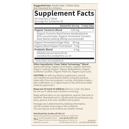 Garden of Life Organics Maximum Strength Turmeric Joints & Mobility Support 3…