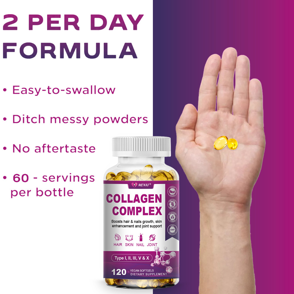 2x Collagen Peptides Types I, II, III, V, X 2000mg Pills Anti-Aging Skin Capsule