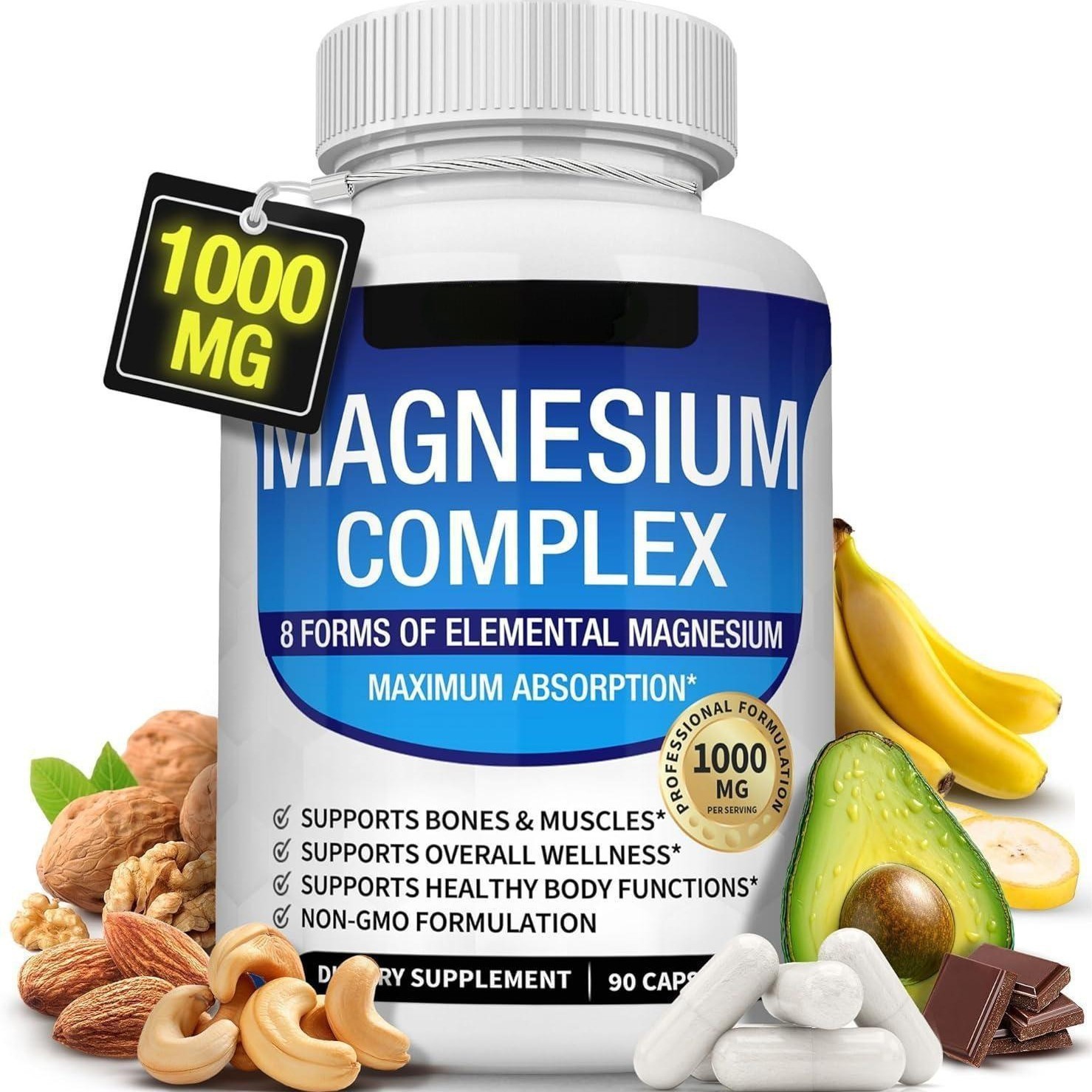 1~2pack Magnesium 8 in 1 Complex 1000mg & Blood Sugar mix Dietary Supplement