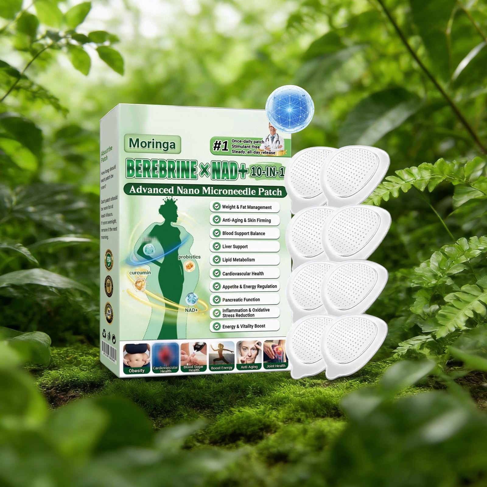 Moringa Berberine 10 in 1 Advanced Nano Microneedle Patch designed for Weight Lo