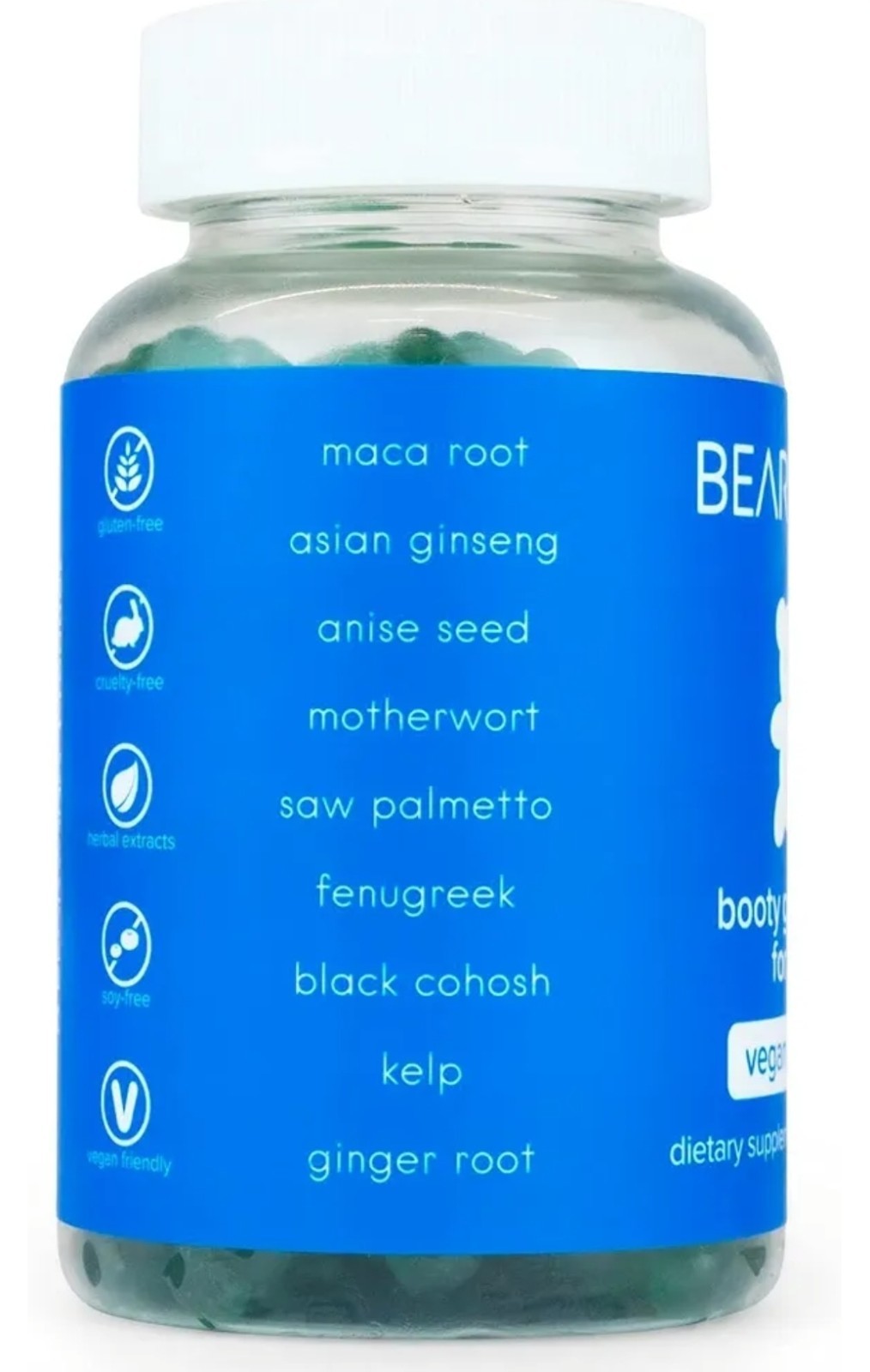 BEARVANA Booty Gummies Vegan Gluten-Free Dairy-Free Soy-Free 60 Gummies