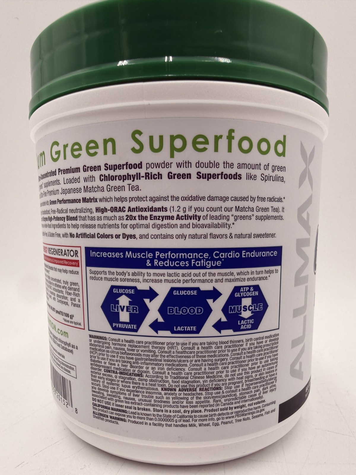 ALLMAX Naturals CytoGreens Super Greens, Acai Berry Green Tea, 1.2lbs EXP: 10/28