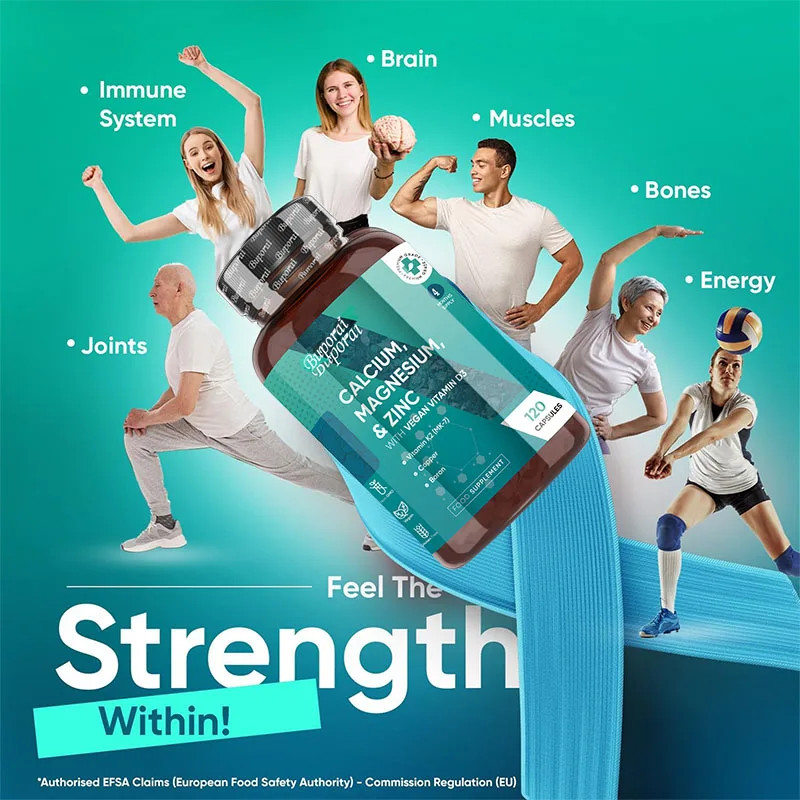 Calcium, Magnesium,Zinc and Vitamin D 120pcs,Strengthen Bones,Teeth,Heart,Nerves