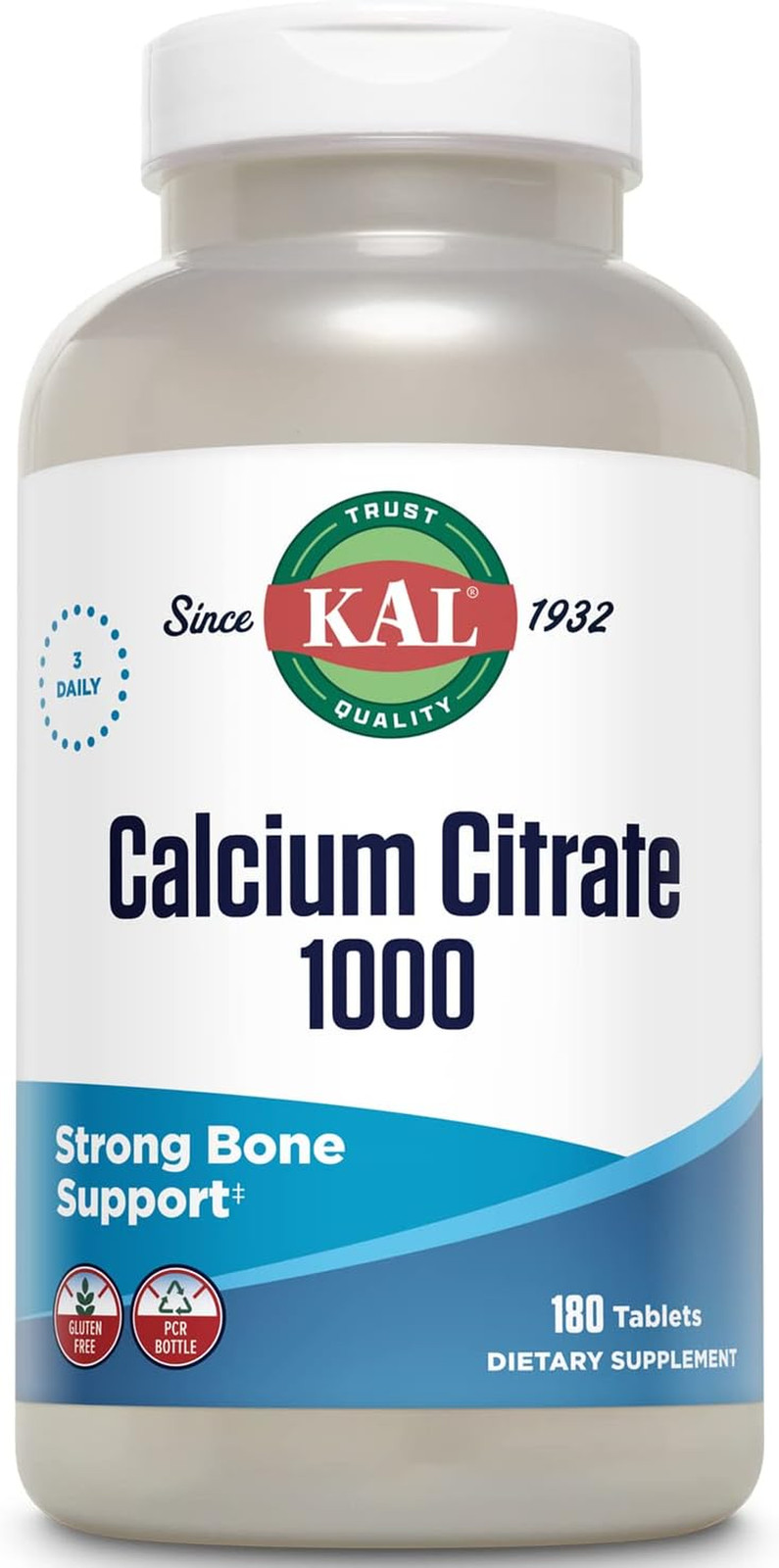 KAL Calcium Citrate 1000Mg, Calcium Supplements for Women and Men, Bone Health,
