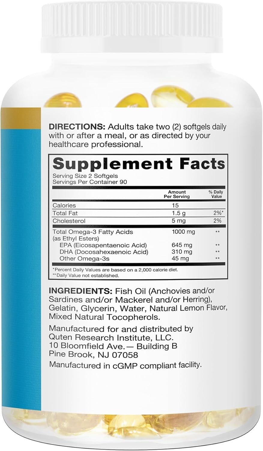 Easy to Swallow Omega-3 Softgels 1000mg – Ultra Pure Fish Oil in 180 Count