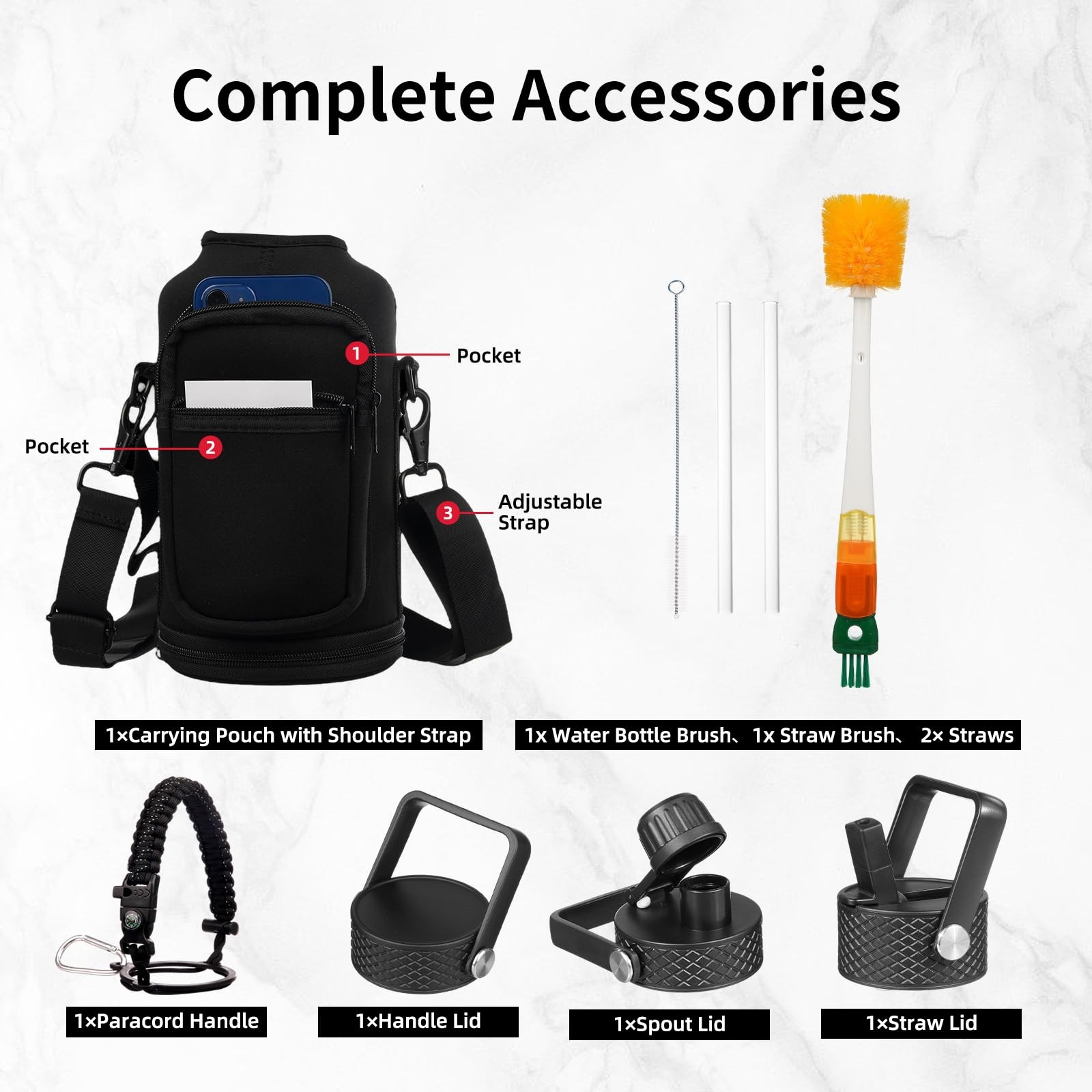 YONICOER Insulated Water Bottle 64oz,Triple Wall Vacuum 64 Ounces, Navy Blue