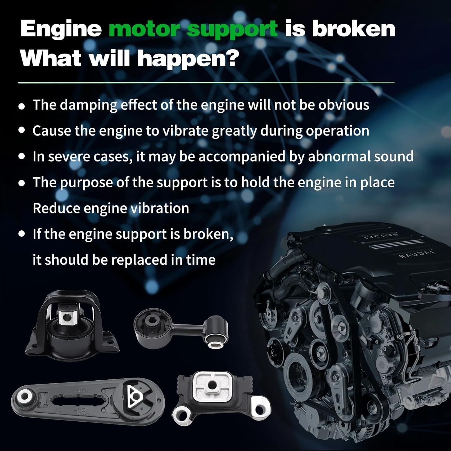 Engine Motor and Trans Mount Kit Compatible with NV200 2013-2021 & City Express