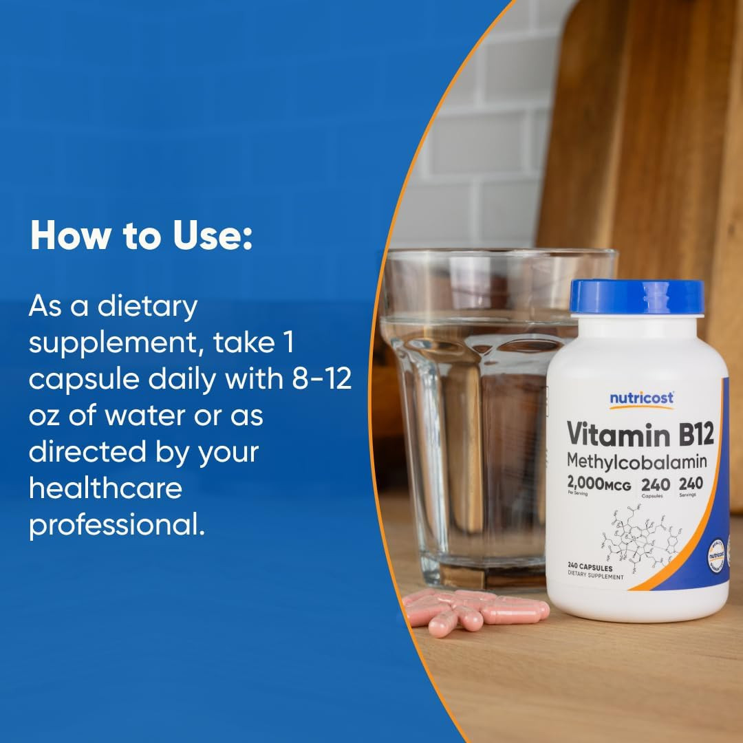 Vitamin B12 (Methylcobalamin) 2000Mcg, 240 Capsules – Vegetarian Caps, Non-Gmo,