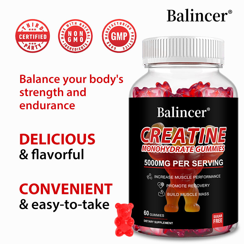 Creatine Monohydrate Gummies Increase Strength Muscle Endurance Energy 60 US